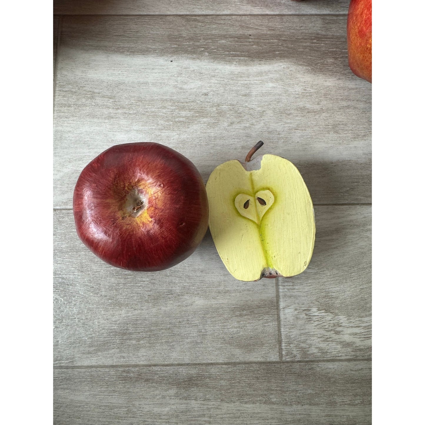Apple Red Delicious Faux Whole and Half Slice Realistic Decor Used Realistic