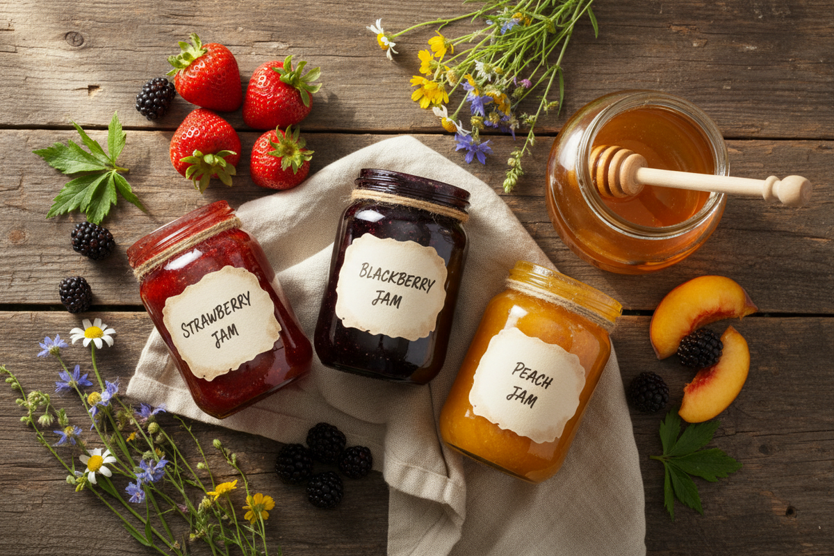 Jams, Honey, and Drink Jars