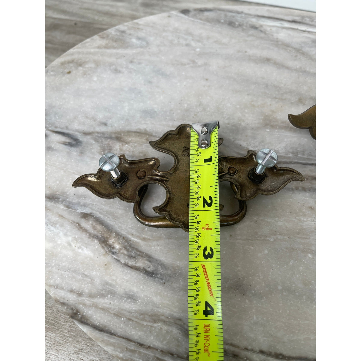 National Lock Co Vintage Chippendale Batwing Brass Drawer Pulls Set of 2 Used 3"