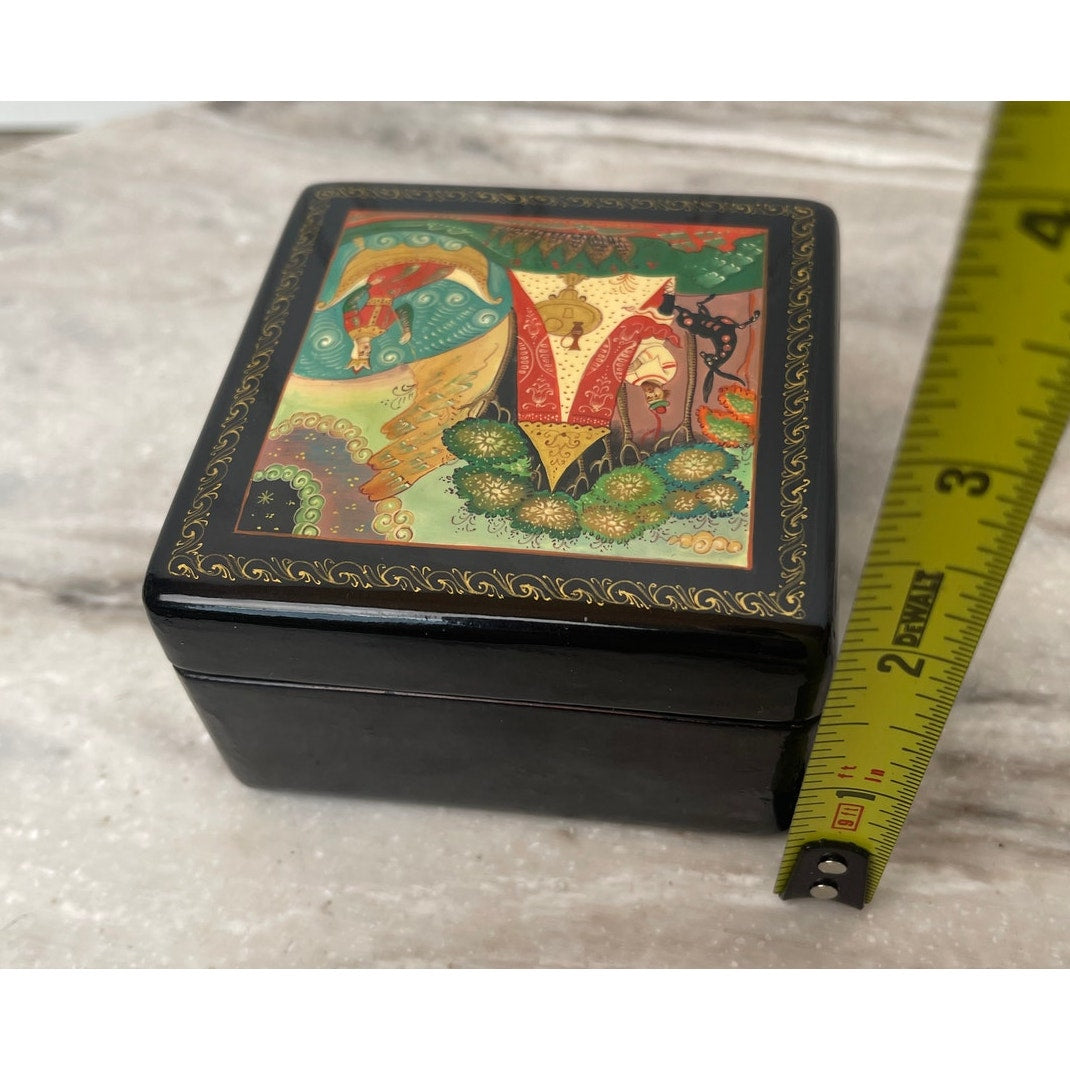 Box Russian Hand Painted Kholuy Proletarian Art Humpback Pony 1979 Signed 3" VTG