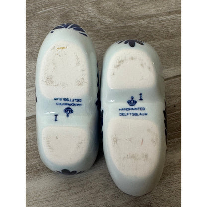Clog Shoes Delfts Ceramic Blauw Handpainted Windmill Pair Used Blue 3.5in