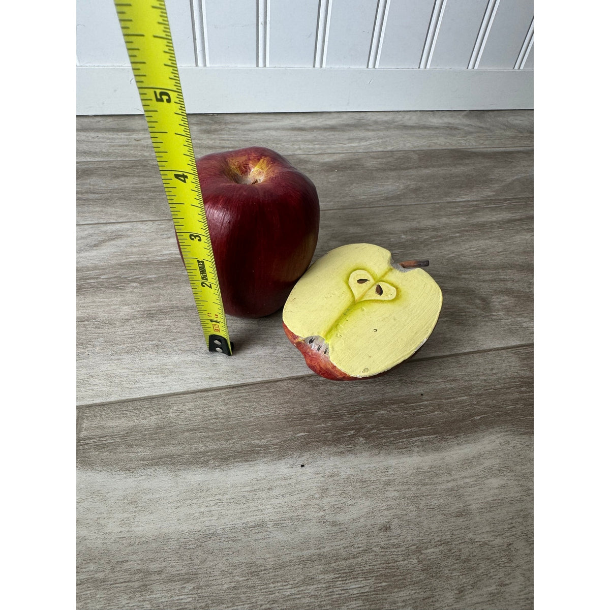 Apple Red Delicious Faux Whole and Half Slice Realistic Decor Used Realistic