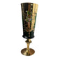 Venetian Murano Glass Champagne Flute Tre Fuochi Emerald Green Gold Gilt