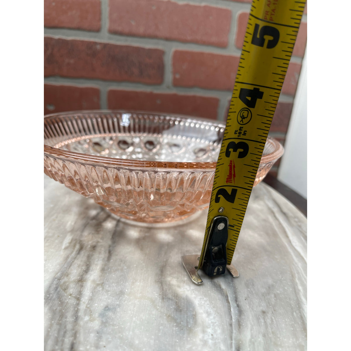 Bowl 8x8x2.5" Pink Dewdrop Tiara ExclusivesFooted Glass Serving Dish VTG