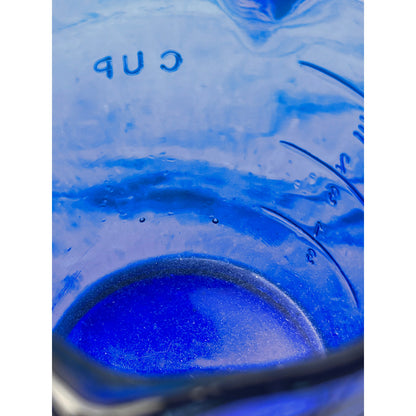 Pitcher & Measuring Cup Set Era: 1930s-1950s Cobalt Blue Glass VTG