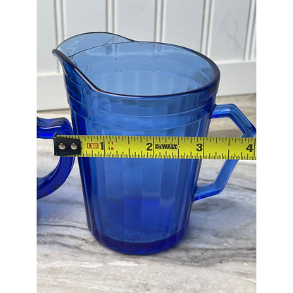 Pitcher & Measuring Cup Set Era: 1930s-1950s Cobalt Blue Glass VTG