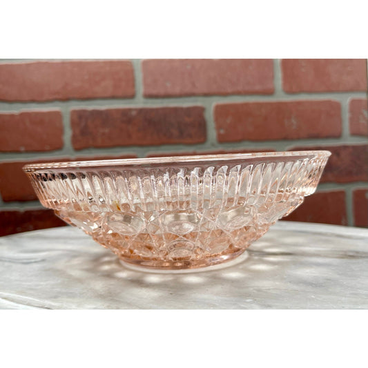Bowl 8x8x2.5" Pink Dewdrop Tiara ExclusivesFooted Glass Serving Dish VTG