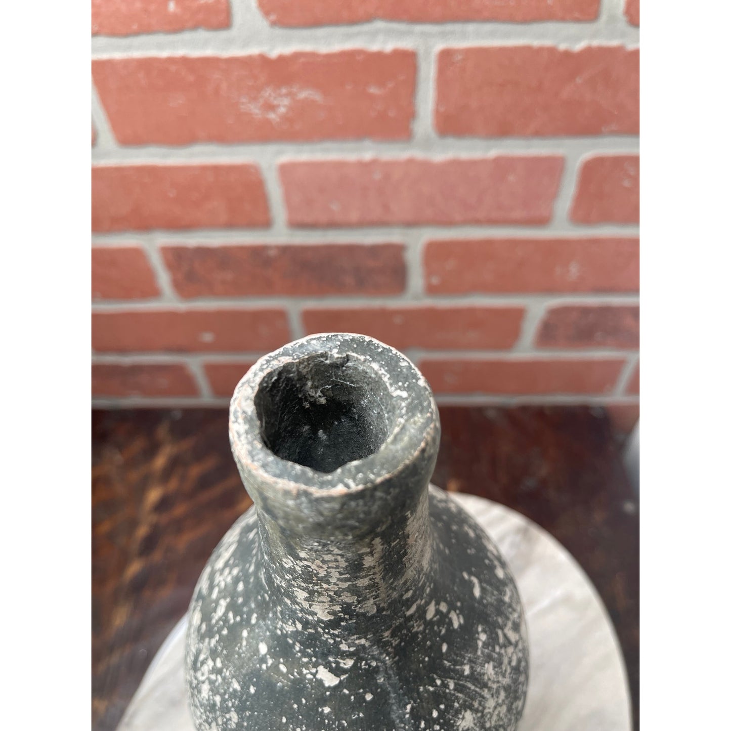 Bottle Vase, Heavy Ceramic Texture, Rustic Farmhouse, Distressed Stone Look