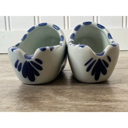 Clog Shoes Delfts Ceramic Blauw Handpainted Windmill Pair Used Blue 3.5in