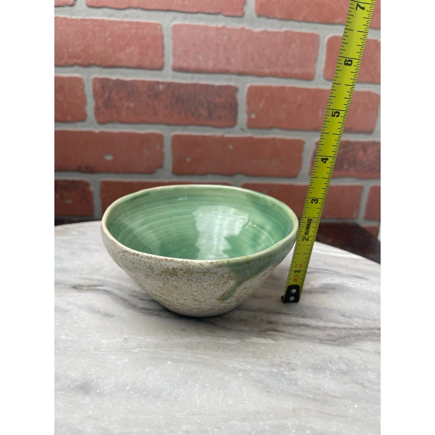 Bowl Studio Pottery Serotonin Molecule Mark Green Celadon Speckled Stoneware 6"