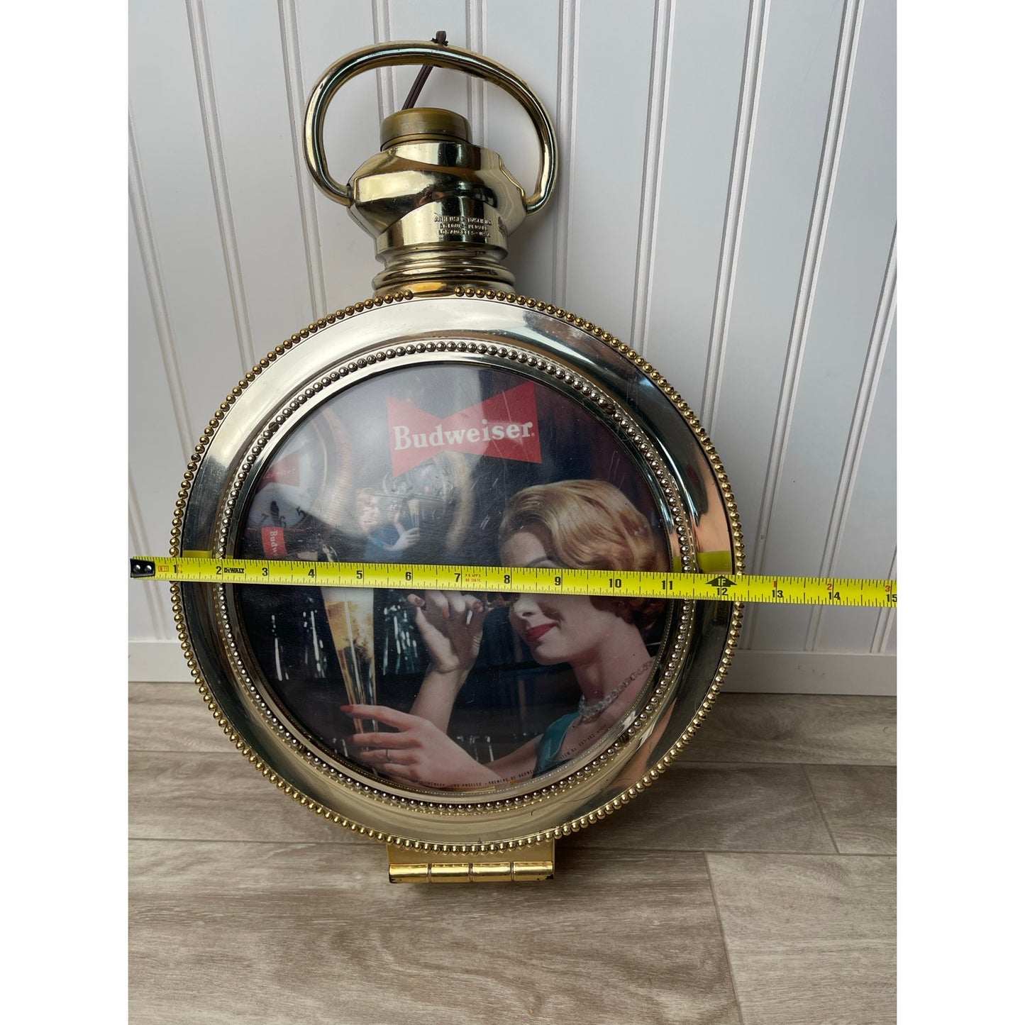 Budweiser Vintage Rotating Pocket Watch Lighted Beer Sign Working Anheuser Busch