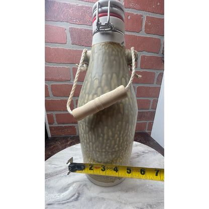 Growler, Beer Handmade Stoneware P. Wamsley Studio Pottery Ash Drip Glaze Lidded