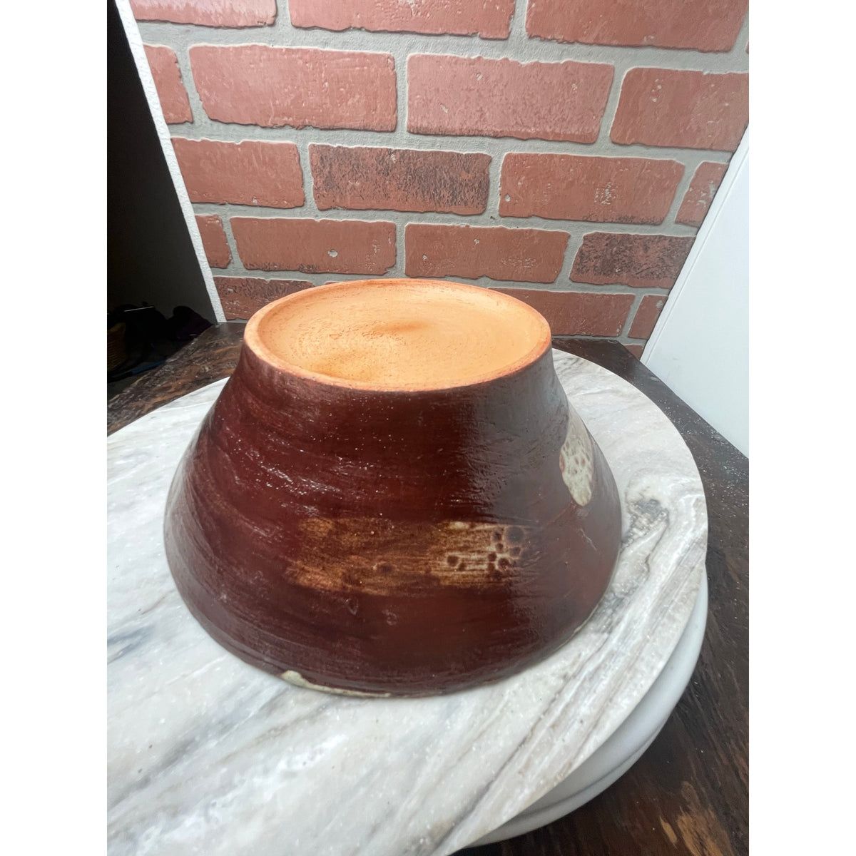 Bowl Red Brown Terracotta Signed M. Caskey Studio Art Pottery Splatter 9x3 VTG