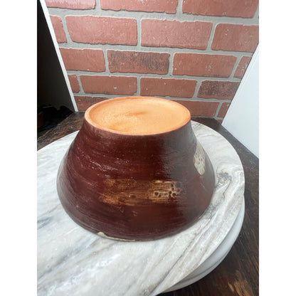 Bowl Red Brown Terracotta Signed M. Caskey Studio Art Pottery Splatter 9x3 VTG