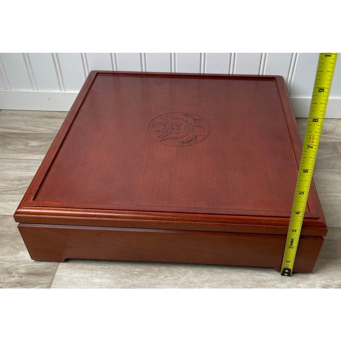Coin Display Box US Mint Olympic Wood  Great Seal Eagle 2-Tray Mahogany VTG Case
