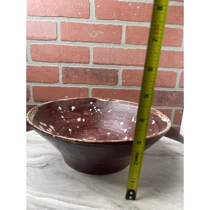 Bowl Red Brown Terracotta Signed M. Caskey Studio Art Pottery Splatter 9x3 VTG
