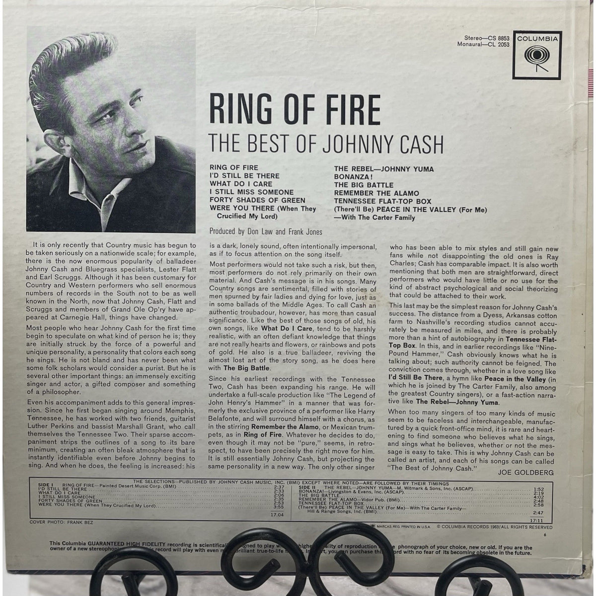JOHNNY CASH Ring of Fire The Best Of 1963 Columbia LP CL 2055 Mono Vinyl VG