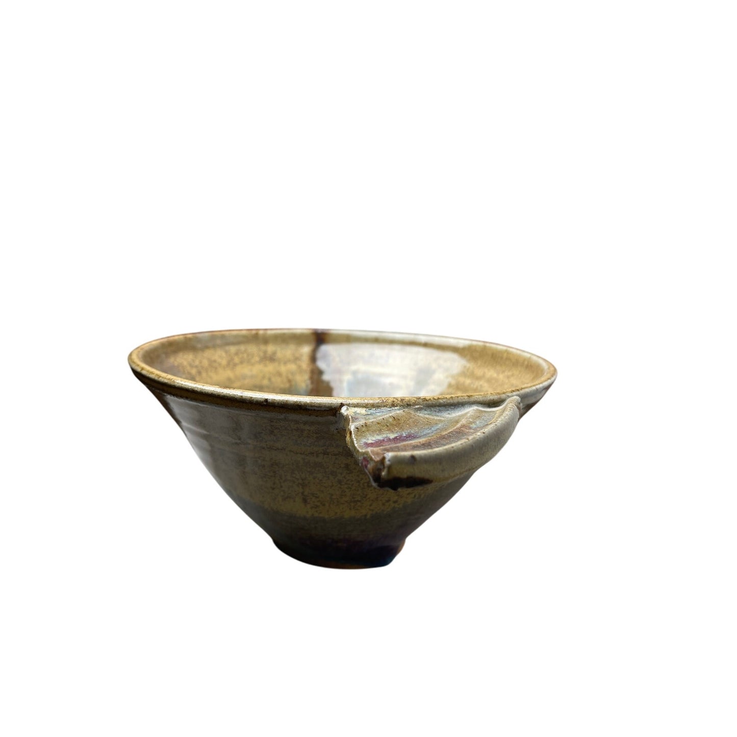 Batter Bowl Large Studio Pottery  Pour Spout Purple Glaze Stoneware VTG