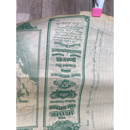 Railway Atlantic Lake Superior 1892 £100 Bond Uncut Coupons Railroadiana Antique