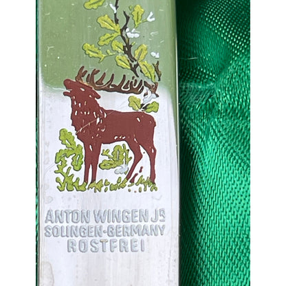 Steak Knife Fork Anton Wingen Jr Solingen Germany Stag Antler Carved 8pc VTG