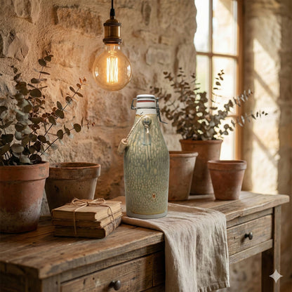 Growler, Beer Handmade Stoneware P. Wamsley Studio Pottery Ash Drip Glaze Lidded