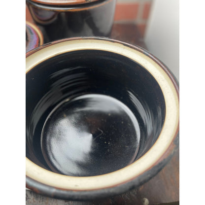 Casserole Dish Set, Japanese Stoneware Speckled Brown Glaze, MCM Vintage