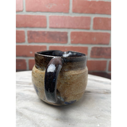 Creamer Pitcher Studio Pottery Signed Stoneware Oatmeal Brown Glaze 3.5" VTG