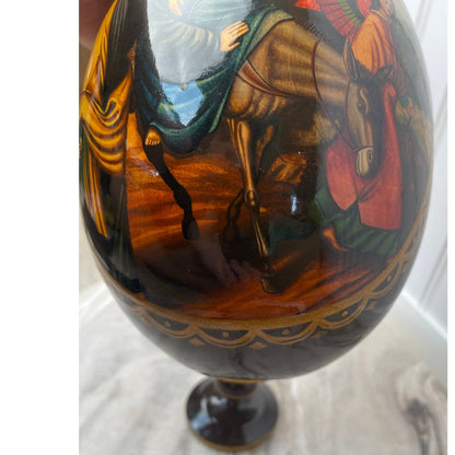 Egg Kholuy Style Russian Lacquer Flight into Egypt Ryabov 10" Post-Soviet Era