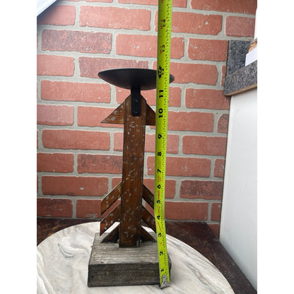 Candle Holder 12" Wood Metal Arrow Chevron Taper/Pillar Tall Hobby Lobby Rustic