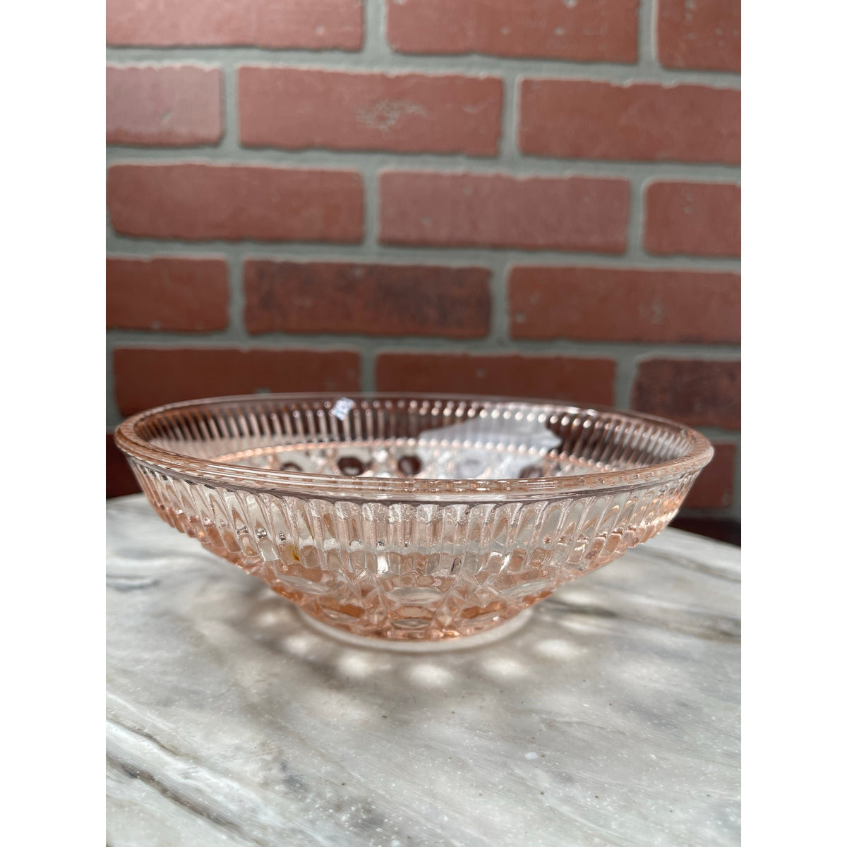 Bowl 8x8x2.5" Pink Dewdrop Tiara ExclusivesFooted Glass Serving Dish VTG