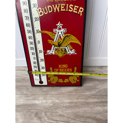 Budweiser VTG George Nathan Wood Thermometer Sign 24" King of Beers Bar Decor