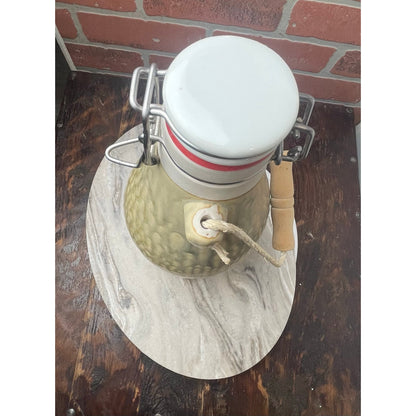 Growler, Beer Handmade Stoneware P. Wamsley Studio Pottery Ash Drip Glaze Lidded