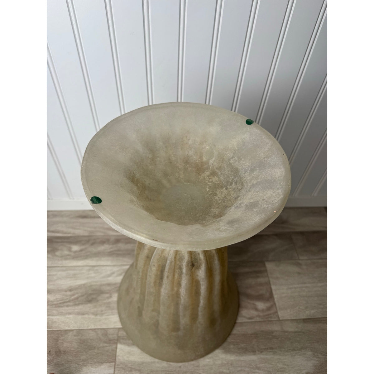 Murano Vase Glass Trumpet Fluted Aventurine 14.5x9.5 Vintage