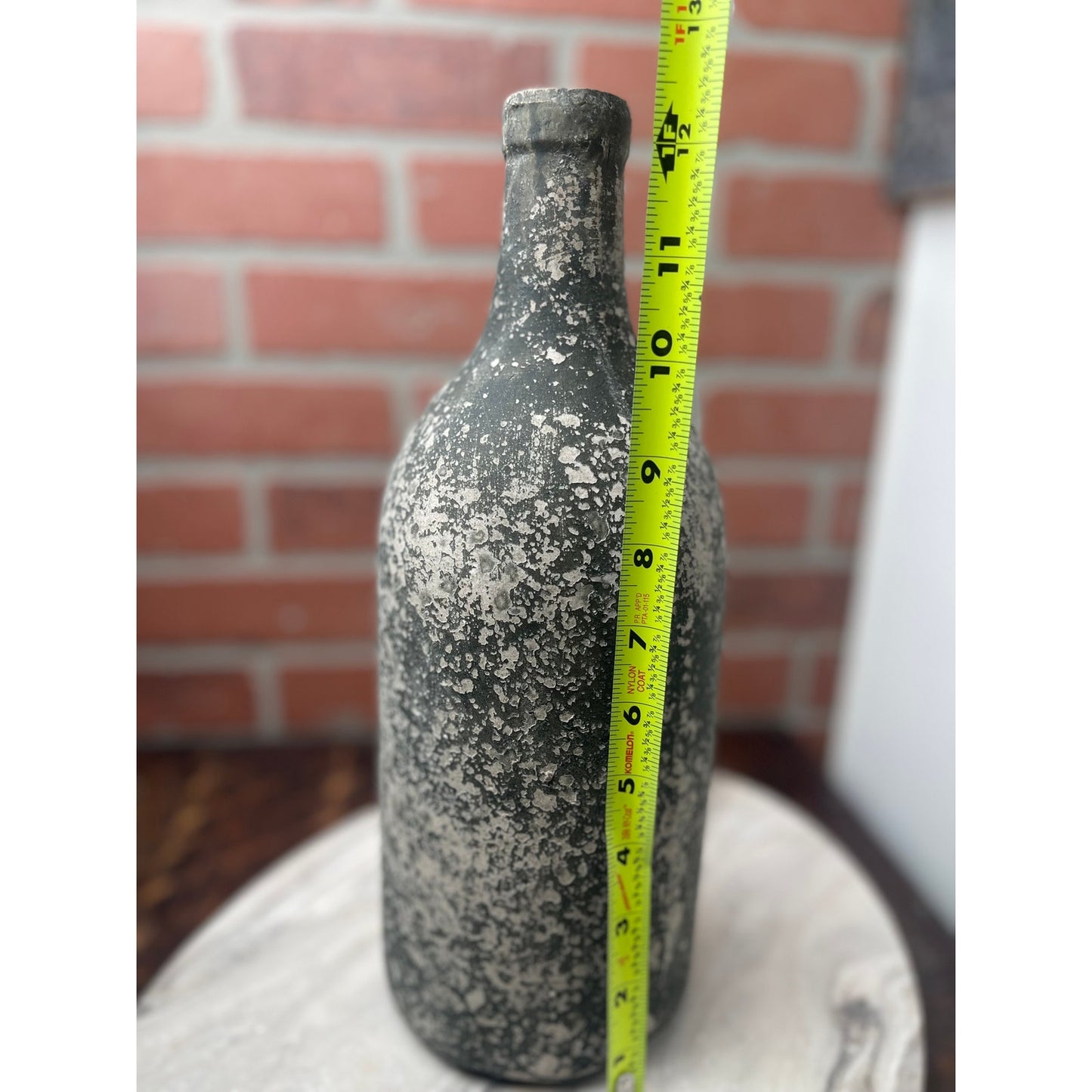 Bottle Vase, Heavy Ceramic Texture, Rustic Farmhouse, Distressed Stone Look