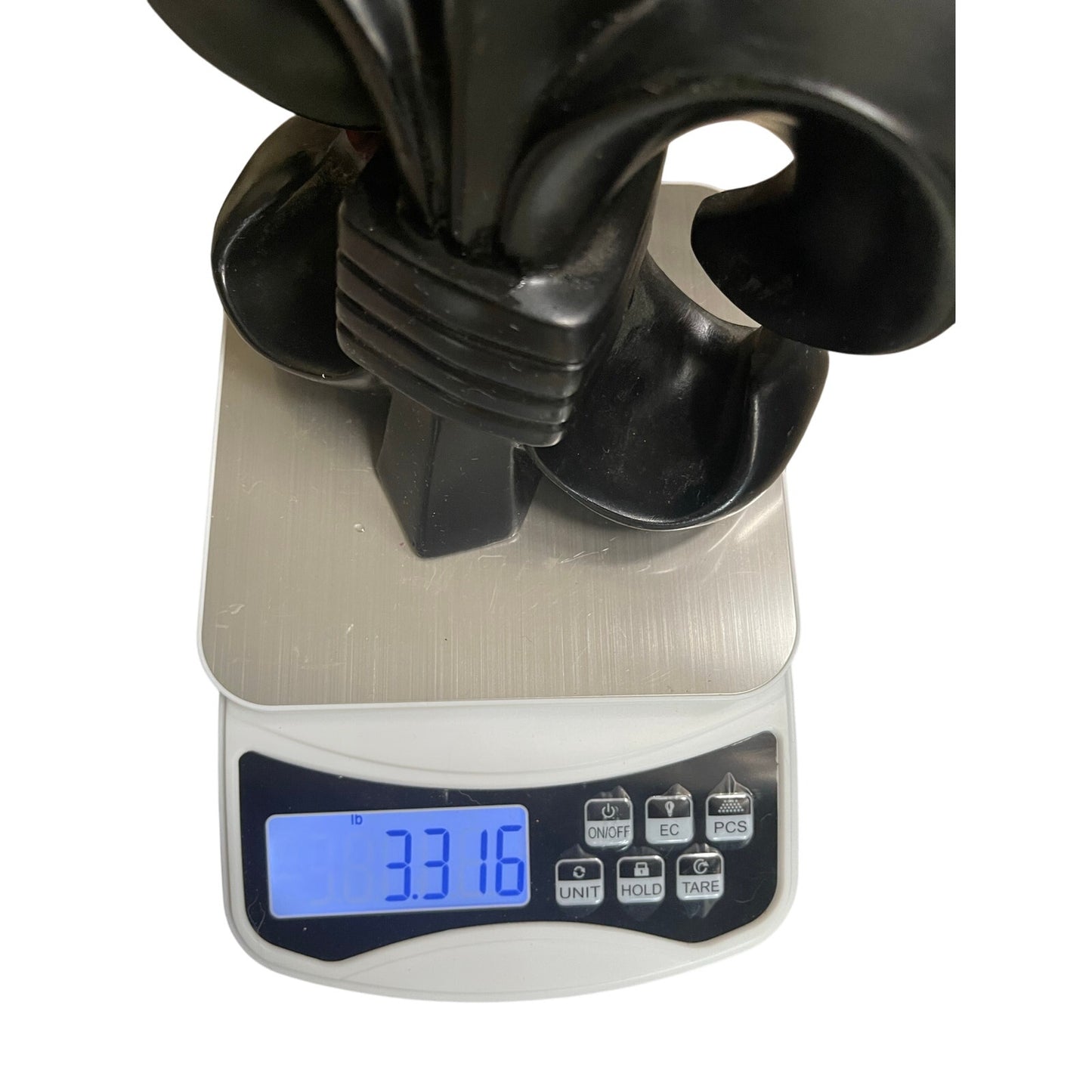 Fleur De Lis Heavy Ceramic Statue Matte Black New Orleans NOLA VTG MCM