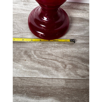 Candle Holder Ruby Red Glass Pillar Set Pedestal Pair 12" Tall Vintage