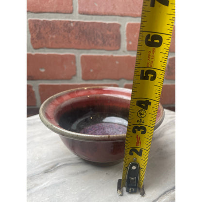 Bowl Pottery Signed Studio Art Oxblood Crystalline Glaze Potter 5.5" Stoneware