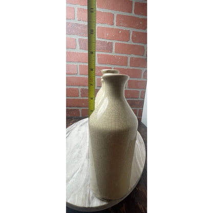 Vase Centerpiece Beige Ceramic 6 Connected Milk Bottle Bud Rustic Farmhouse VTG