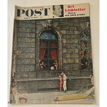 Saturday Evening Post August 27 60' Norman Rockwell Window Washer Art Linkletter