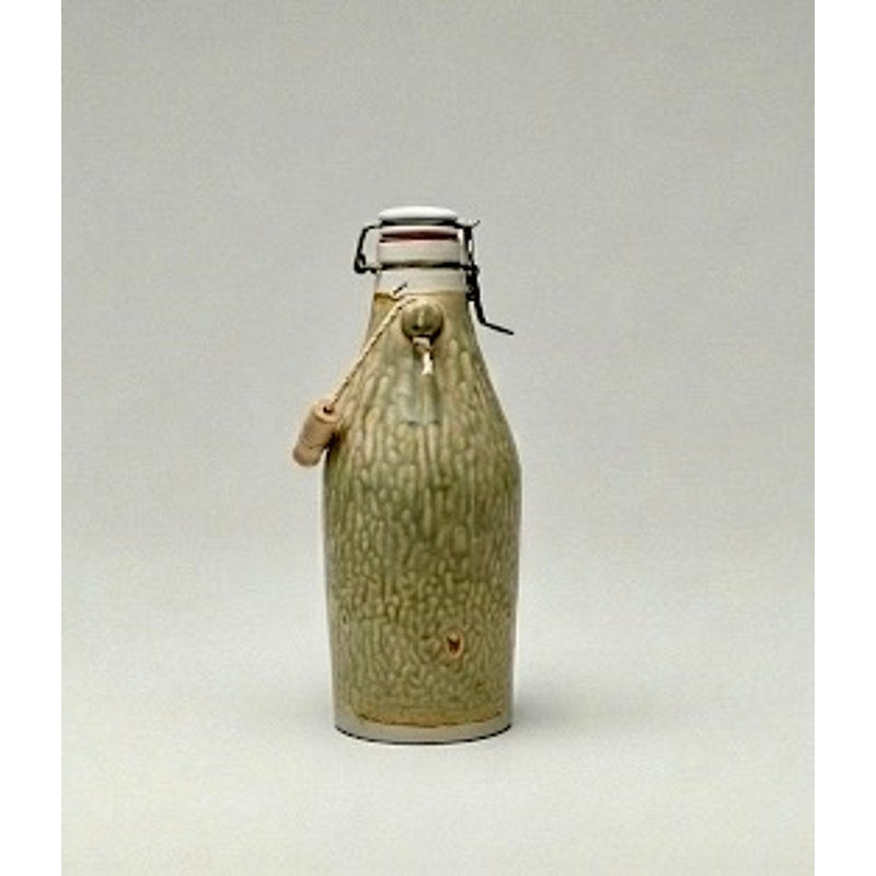 Growler, Beer Handmade Stoneware P. Wamsley Studio Pottery Ash Drip Glaze Lidded