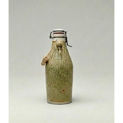 Growler, Beer Handmade Stoneware P. Wamsley Studio Pottery Ash Drip Glaze Lidded