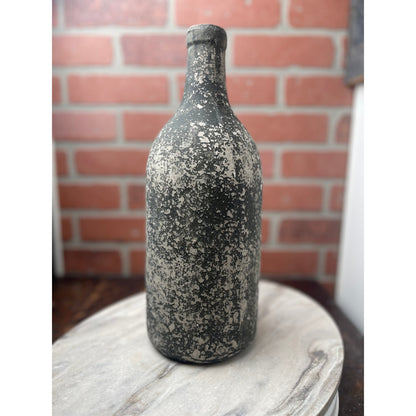 Bottle Vase, Heavy Ceramic Texture, Rustic Farmhouse, Distressed Stone Look