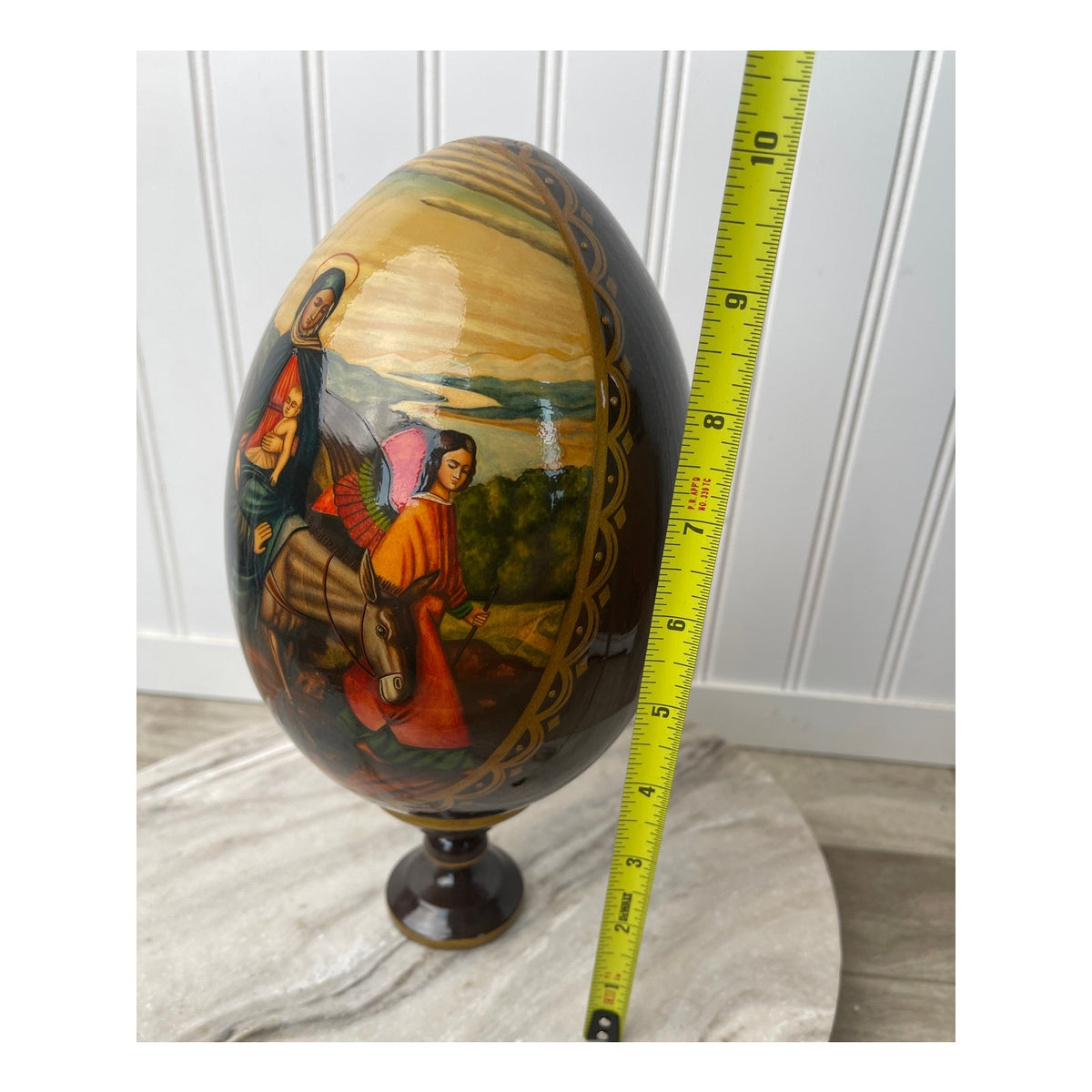 Egg Kholuy Style Russian Lacquer Flight into Egypt Ryabov 10" Post-Soviet Era