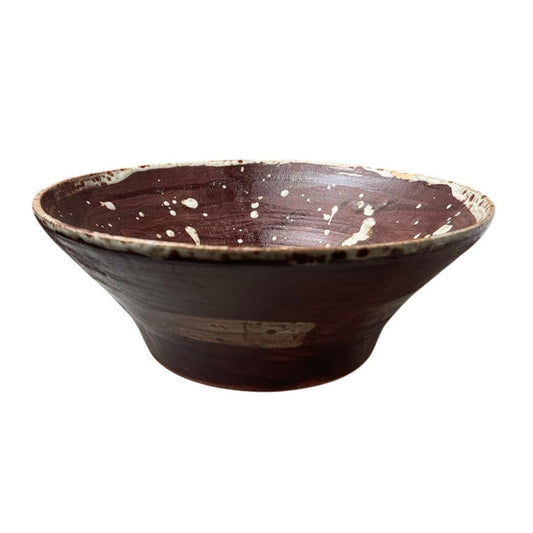 Bowl Red Brown Terracotta Signed M. Caskey Studio Art Pottery Splatter 9x3 VTG