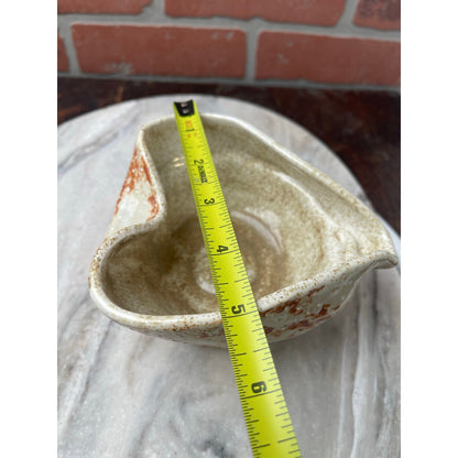 Bowl - Pink White Speckled, Studio Pottery Heart Shape Dimpled Texture, Vintage