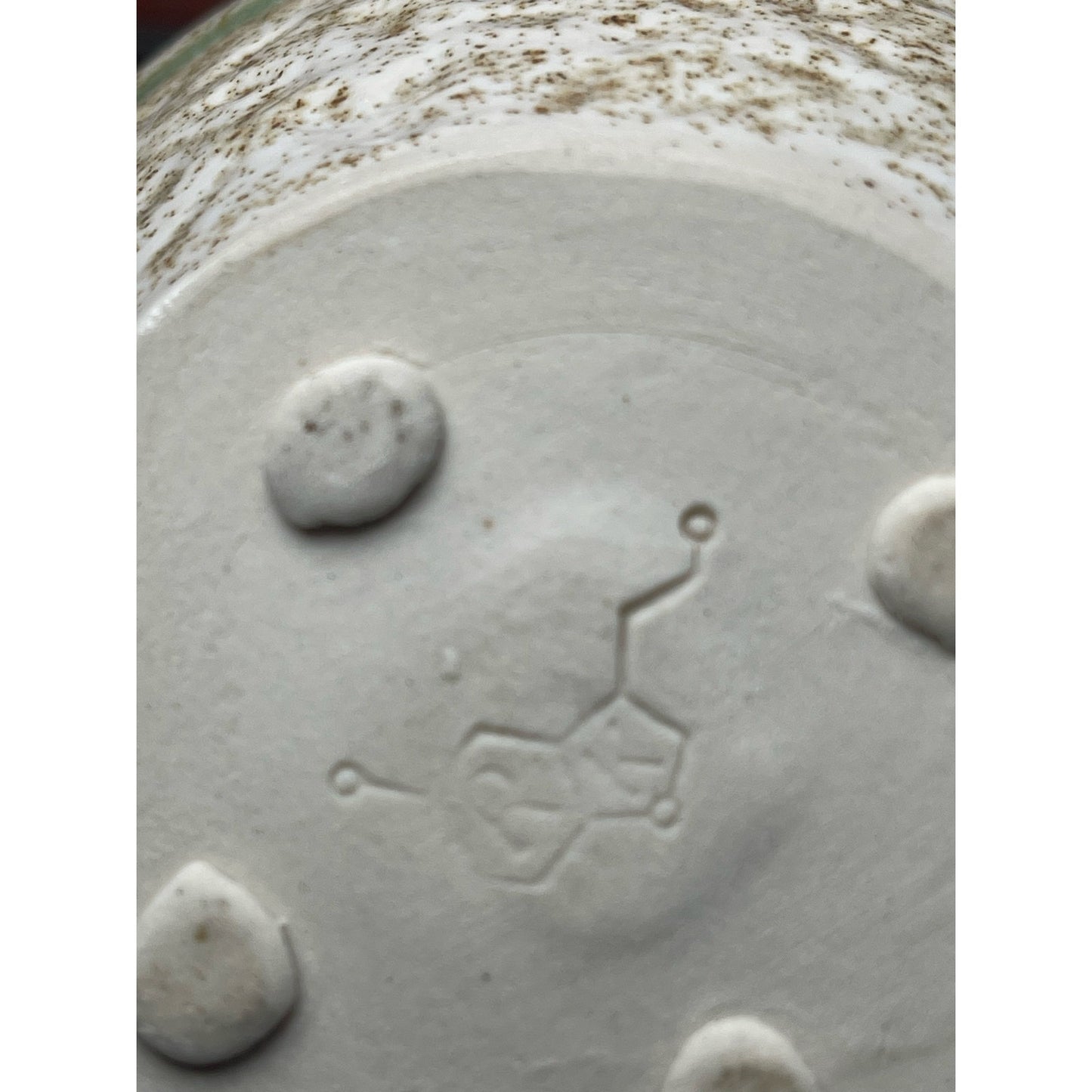 Bowl Studio Pottery Serotonin Molecule Mark Green Celadon Speckled Stoneware 6"