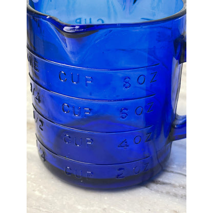 Pitcher & Measuring Cup Set Era: 1930s-1950s Cobalt Blue Glass VTG