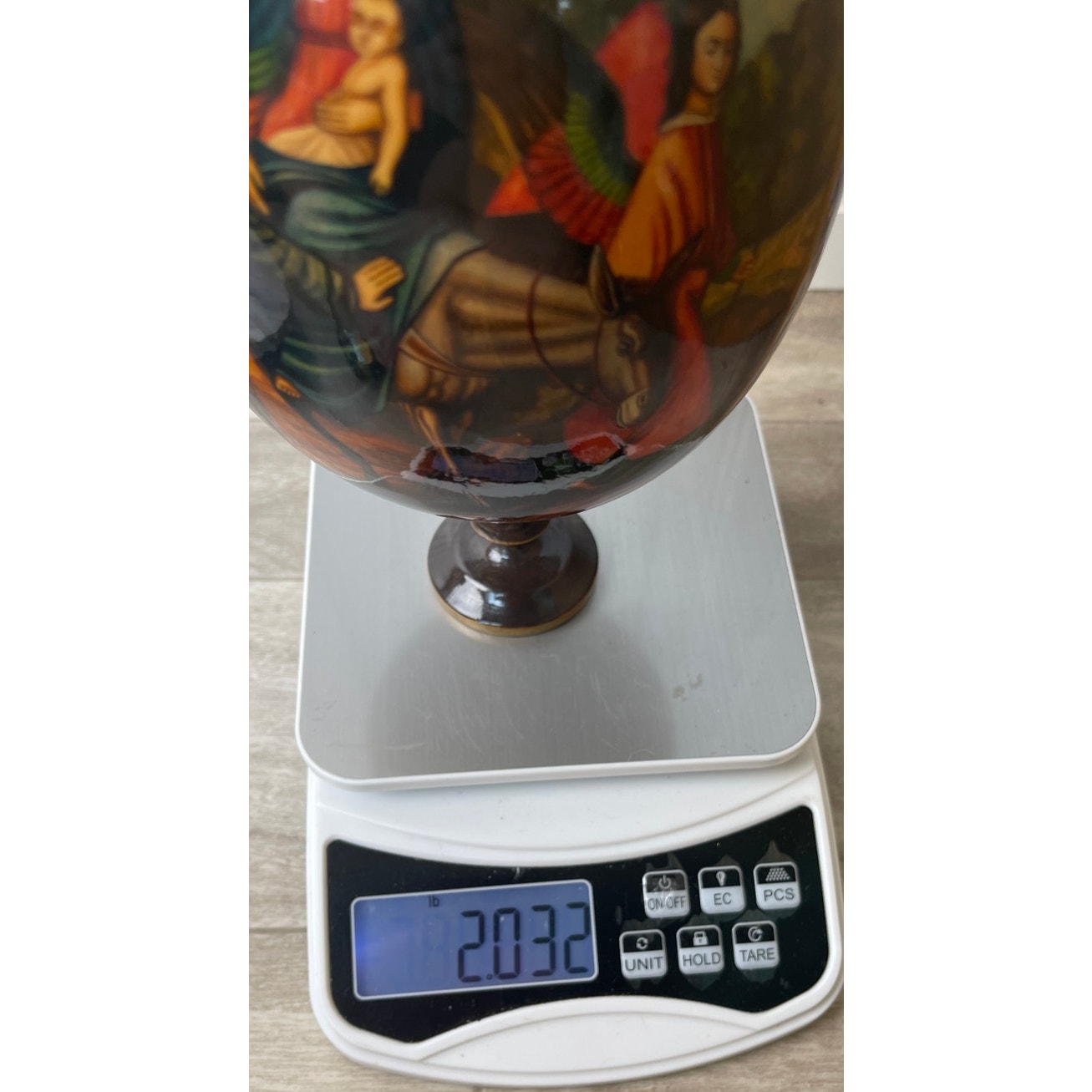 Egg Kholuy Style Russian Lacquer Flight into Egypt Ryabov 10" Post-Soviet Era