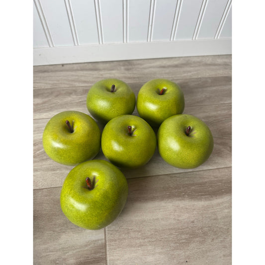 Green Apples Artificial Granny Smith Lot of 6 Realistic Decor Green Vintage