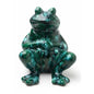 Figurine Frog Statue Large 8" Emerald Green Drip Glaze Ceramic MCM BOHO VTG